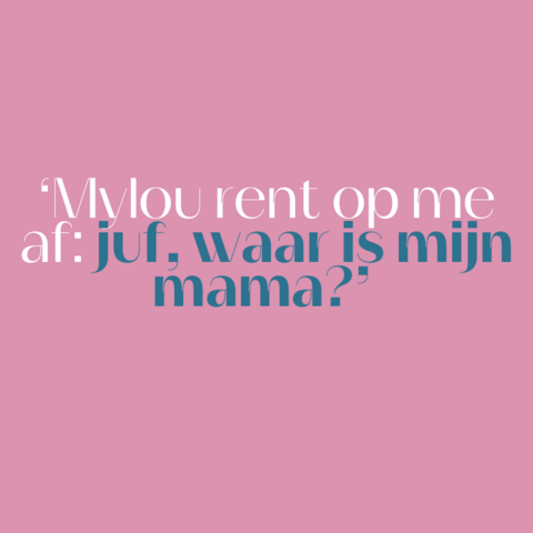 Illustratie bij: De juf: ‘De moeder van Mylou was onderweg naar school, maar kreeg een ongeluk en overleed’