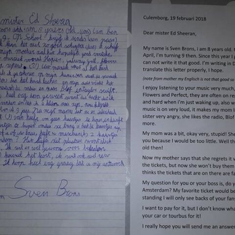 Illustratie bij: Sven (8) wil naar het uitverkochte concert van Ed Sheeran, dus schrijft hij hem een brief