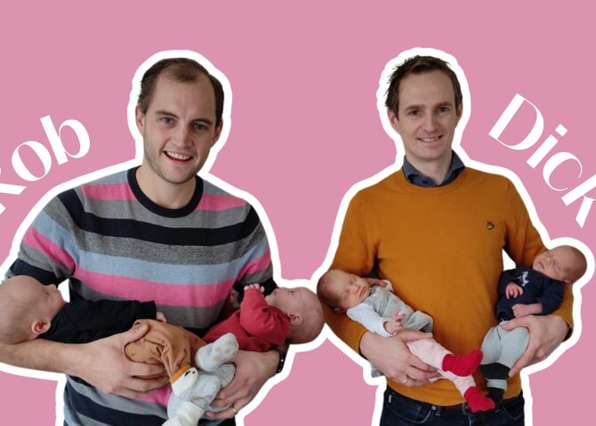 tweelingvaders Rob en Dick column Superpapa's