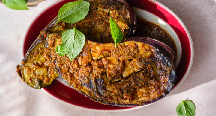 Rendang van aubergine uit de oven