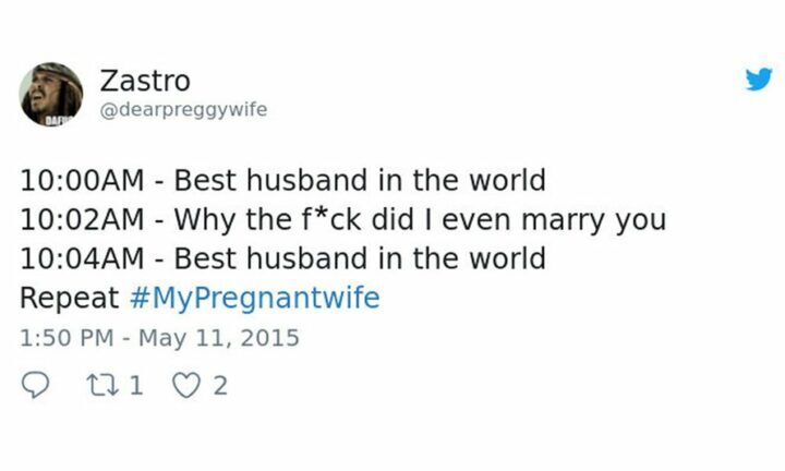 Illustratie bij: #pregnantwifeproblems: mannen delen lollige reacties van hun zwangere vrouw